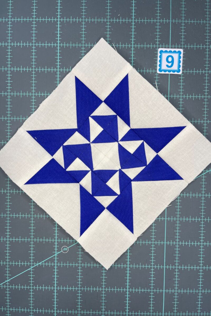 Primitive Gatherings Twilight Stars Quilt Along quilt block number 9
