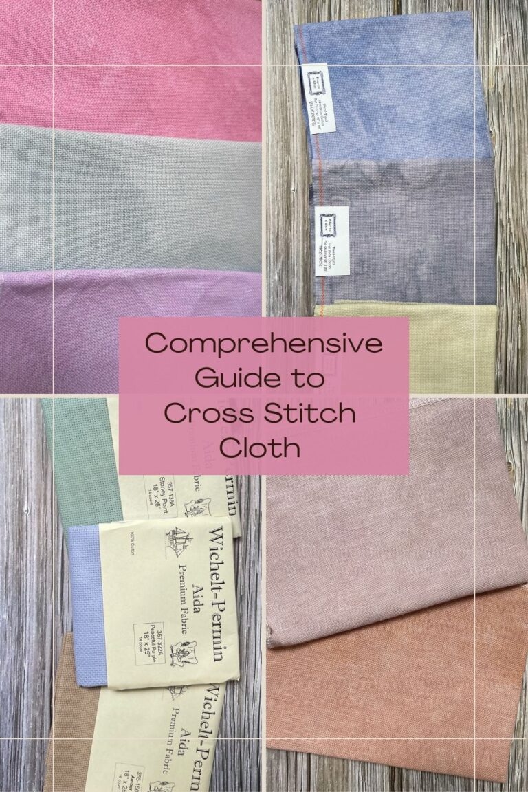 A comprehensive guide to cross stitch cloth cover image featuring a variety of cross stitch fabric in different counts and colors