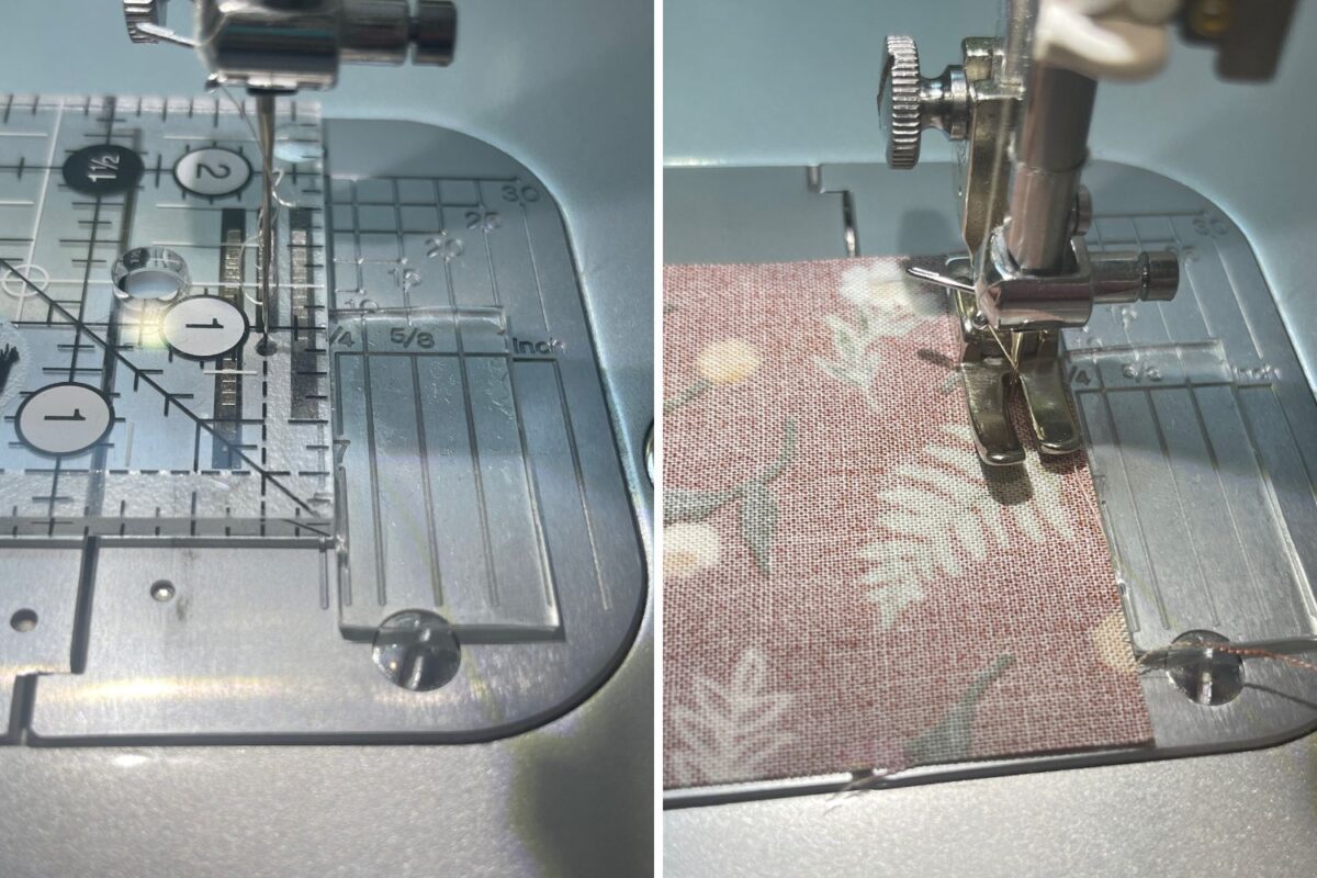 Adding a 1/4 Inch seam allowance guide to your sewing machine using tape.
