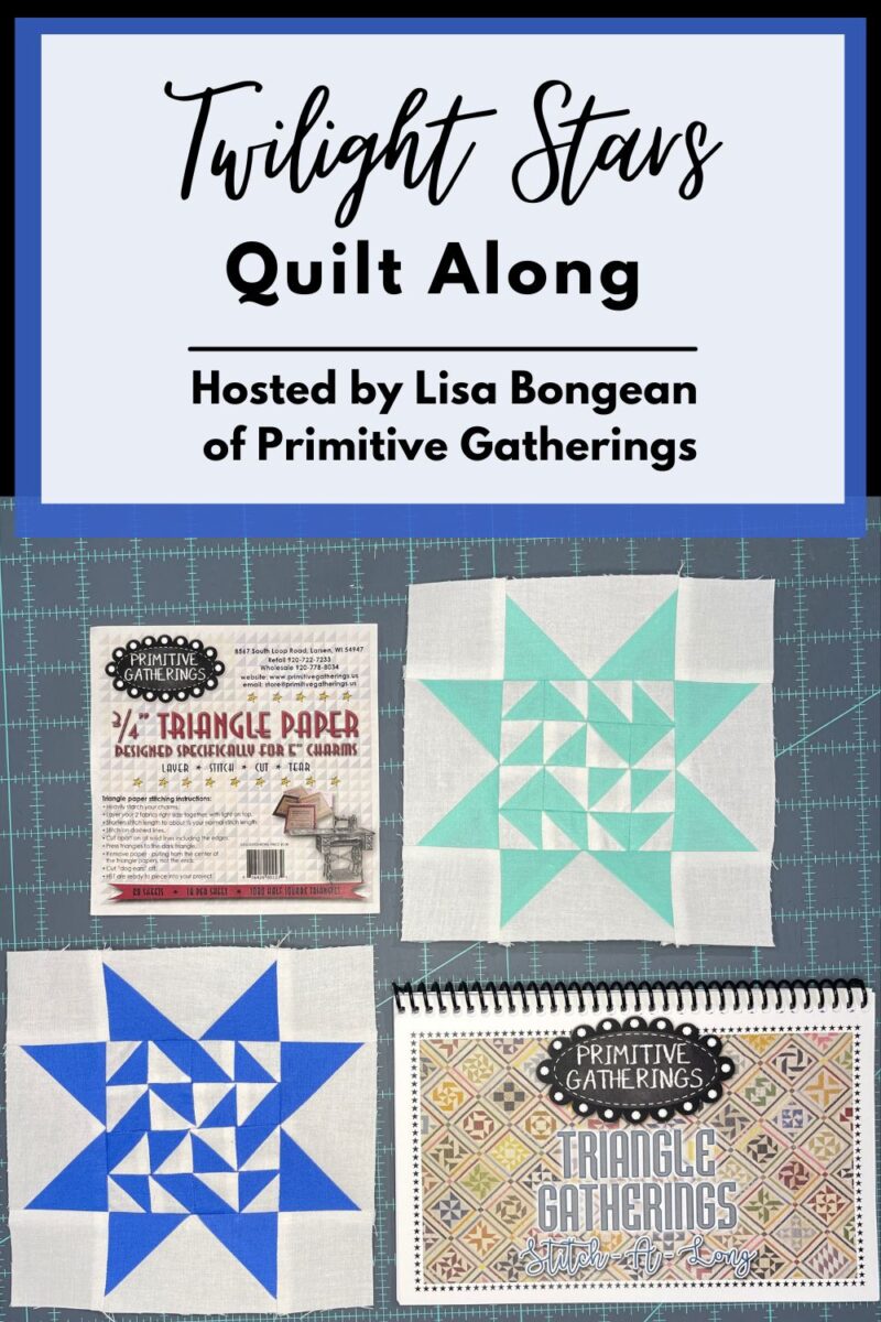Twilight Stars Quilt Along with Lisa Bongean. Featuring the Triangle Gatherings quilt book for half square triangle quilt blocks