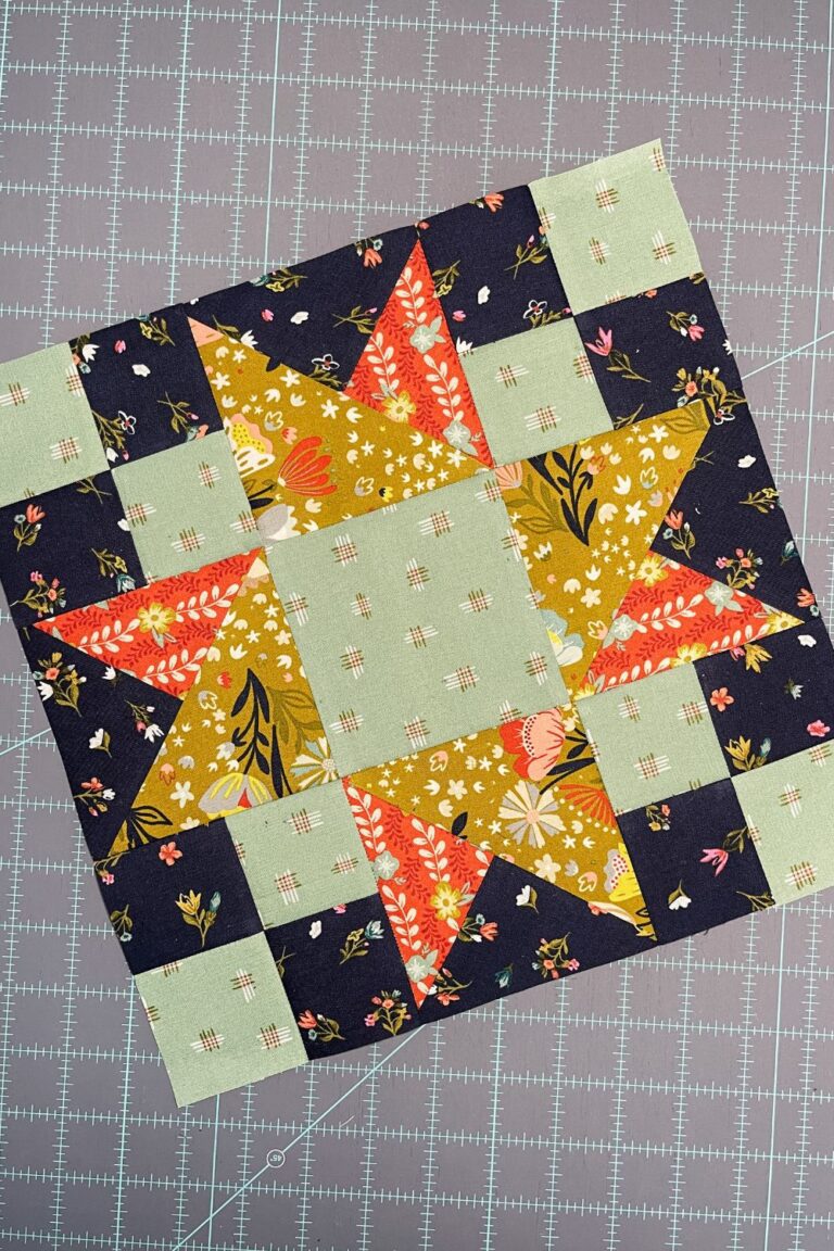 Moda Blockheads 5 Block 2. Galaxy Star block by JOANNA FIGUEROA of Fig Tree Quilt Co. made with Fancy That Design House fabrics.