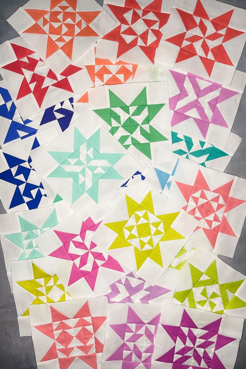 Twilight Stars quilt along quilt blocks. 28 star quilt blocks from the quilt along so far.