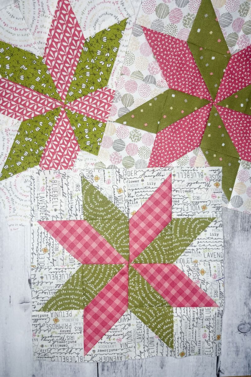 Barn Star Sampler Block 14 - The Pinwheel Star made with Renew and Spring Chicken fabric collections