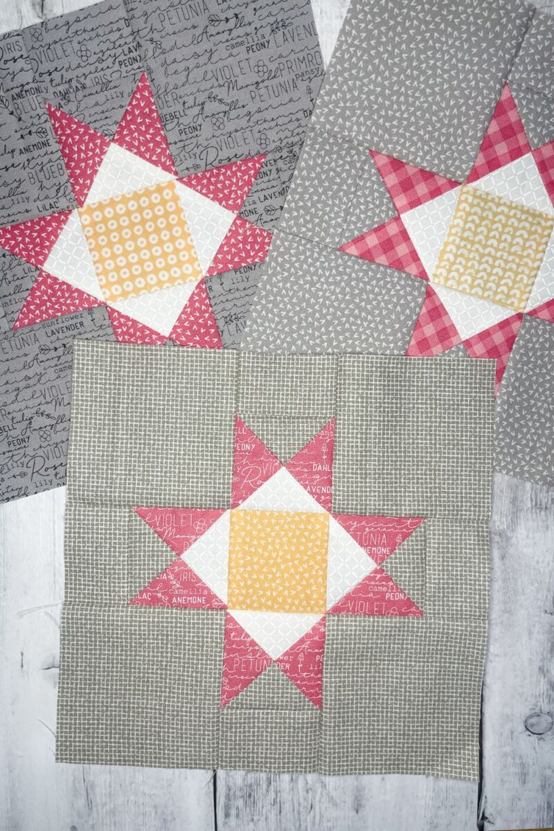 Barn Star Sampler Block 12 - The Ohio Star made with Renew and Spring Chicken fabric collections