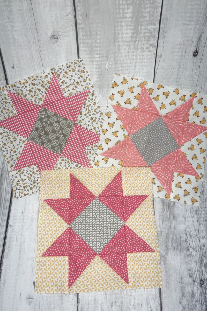 Barn Star Sampler Block 10 - The Ribbon Star made with Renew and Spring Chicken fabric collections