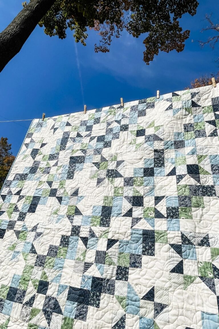 Long arm quilting on the Star Streams quilt