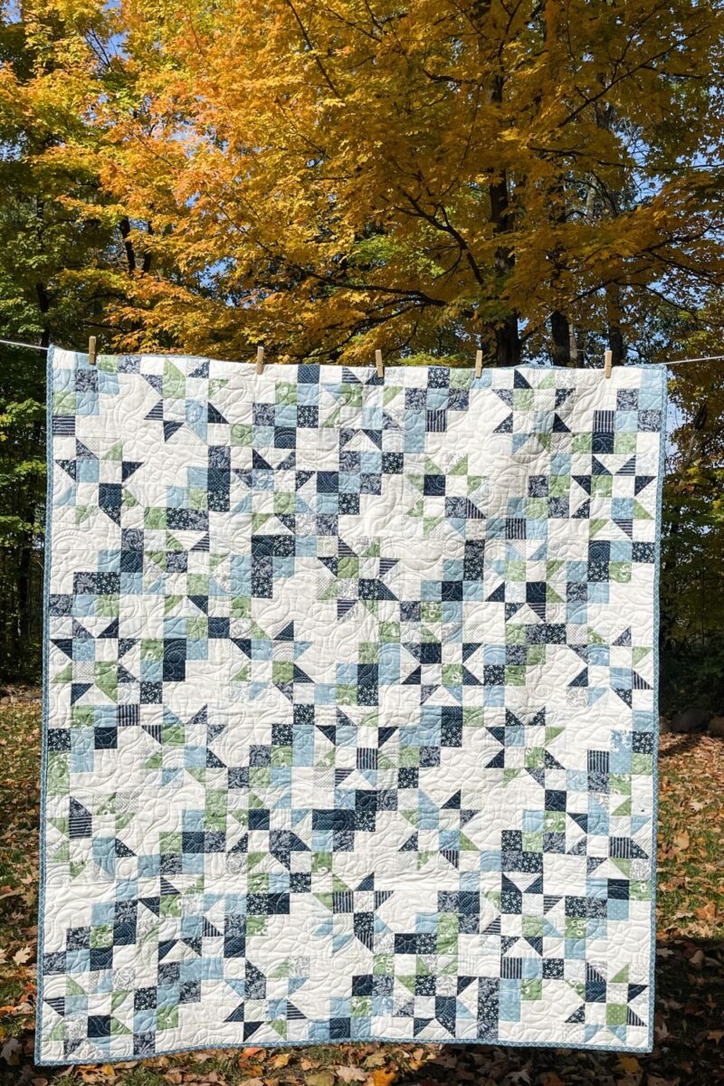 Finished Star Streams scrap quilt made from Nantucket Summer scraps