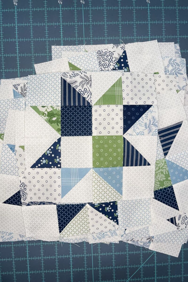 Four patch star blocks for the free quilt pattern Star Streams by Fat Quarter Shop