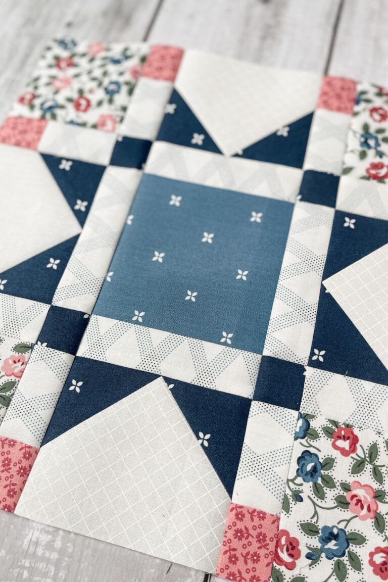 Close up picture of the Block 5 of the Designer Mystery Block of the Month Quilt