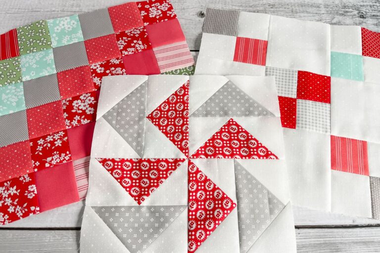 Three Quilt blocks from month 3 all in one picture.