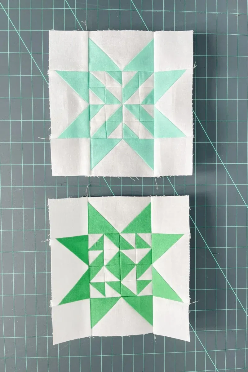Blocks 16 and 62 in aqua and green