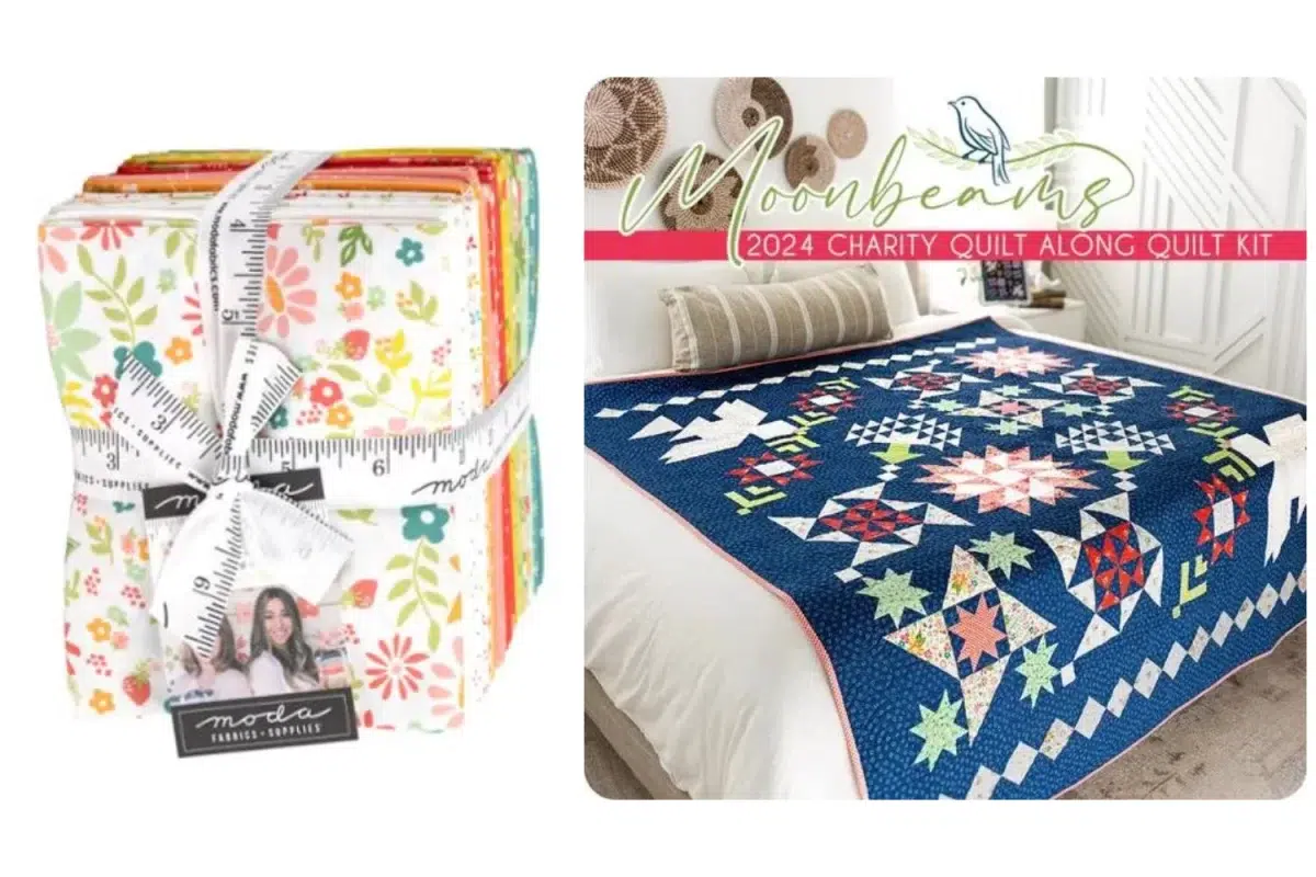 Strawberry Lemonade fabric collection and the Moonbeams charity quilt along kit by Fat Quarter Shop