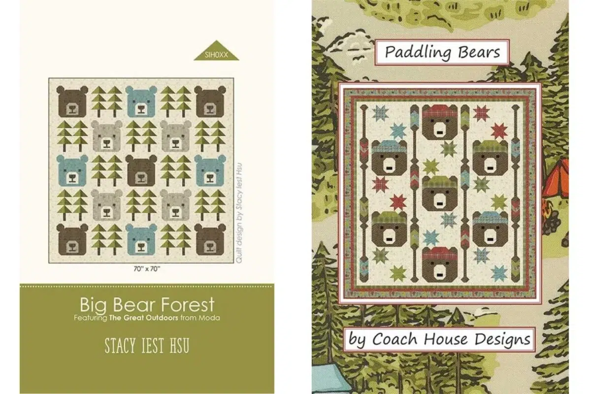 Two quilt patterns using The Great Outdoors fabric collection: Big Bear Forest and Paddling Bears