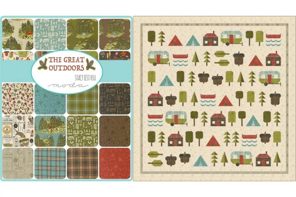 Great Outdoors fabric collection and the Explore, Discover, Camp quilt kit using the collection.