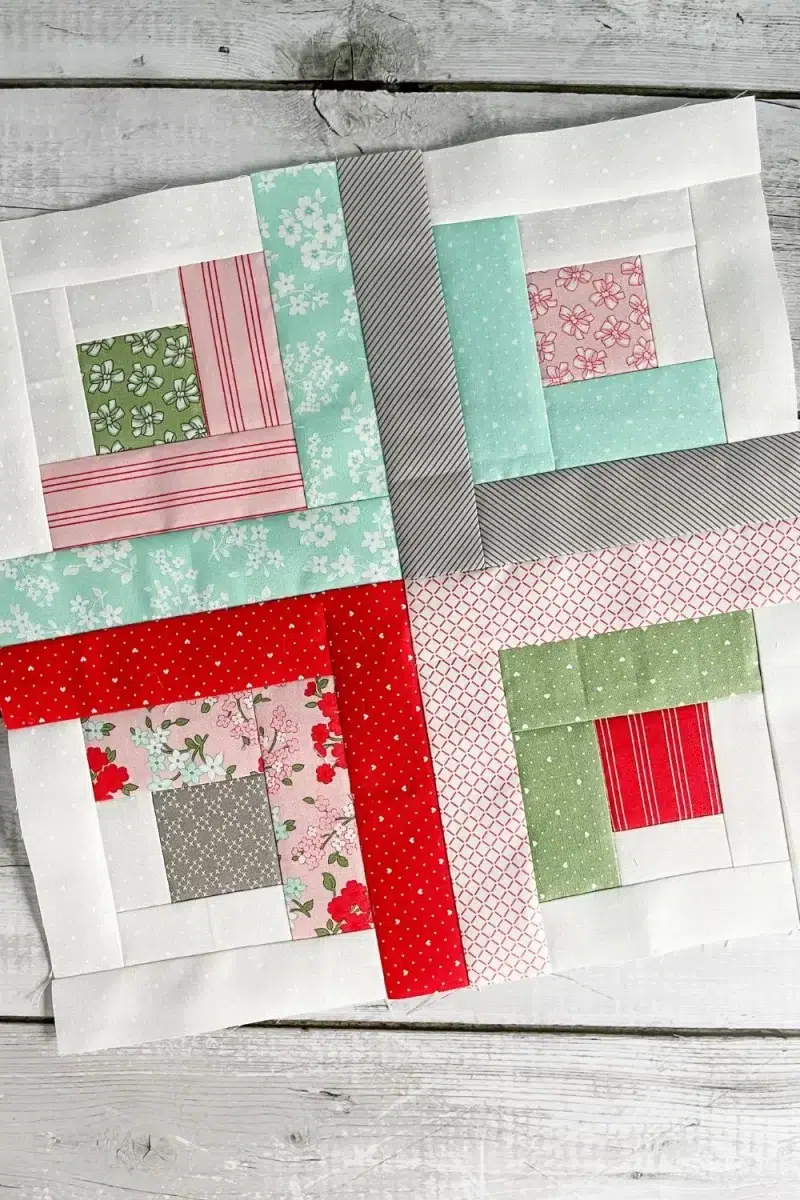 The dream block is made with 4 log cabin blocks.