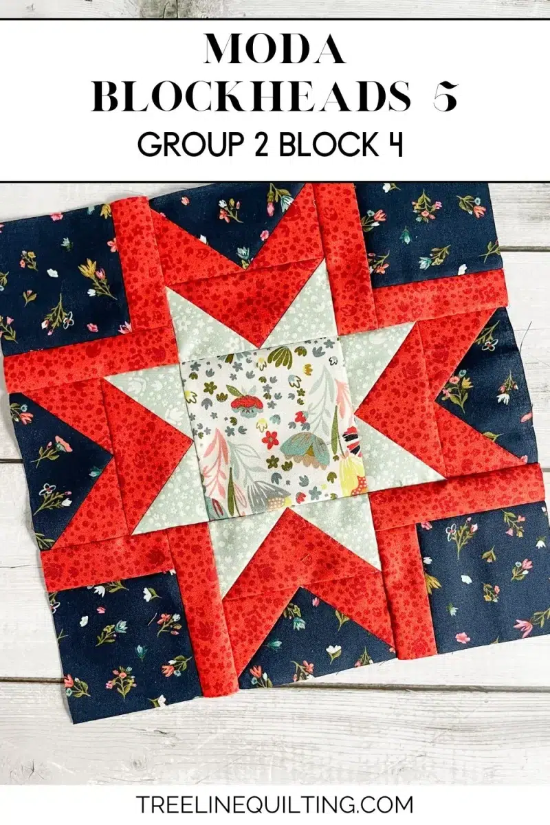 Moda Blockheads 5, group 2, block 4 is the Morning Star quilt block using Songbook fabric collection by Fancy That Design House