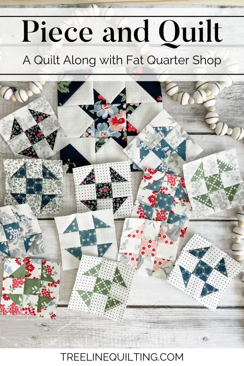 Piece and Quilt Sampler quilt along cover image with 13 quilt blocks