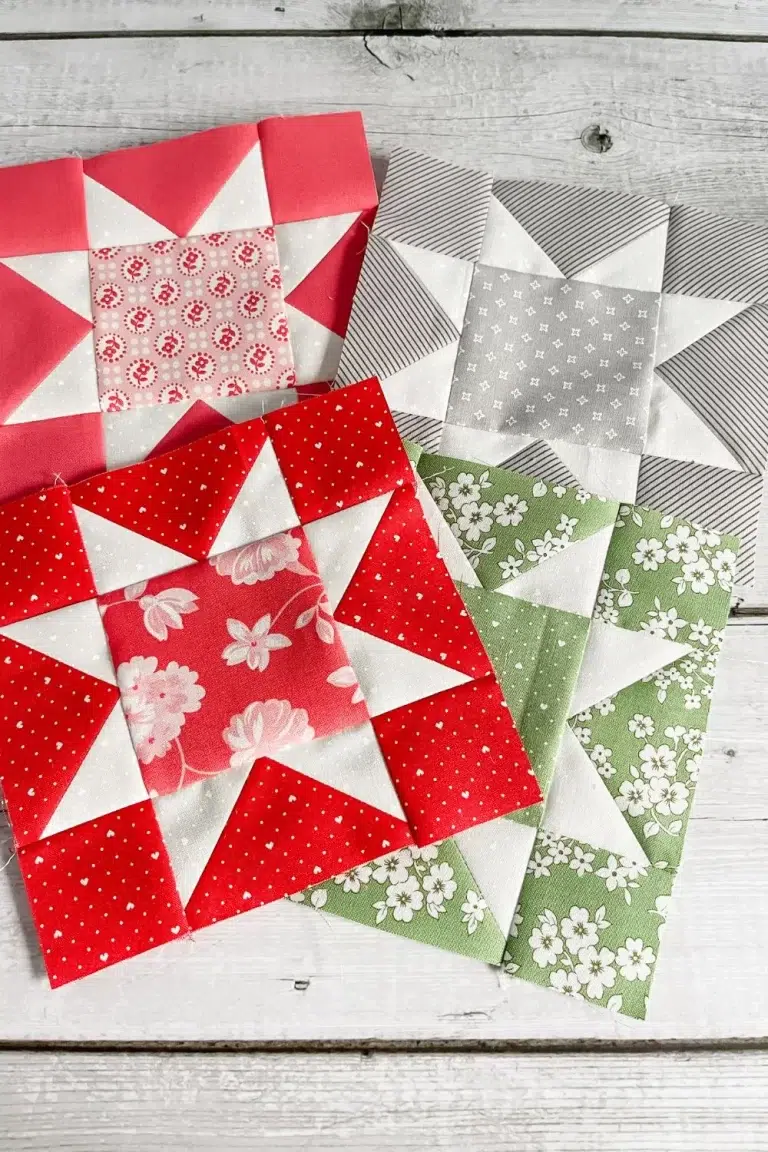 4 Star blocks for the Shine Bright Sampler quilt