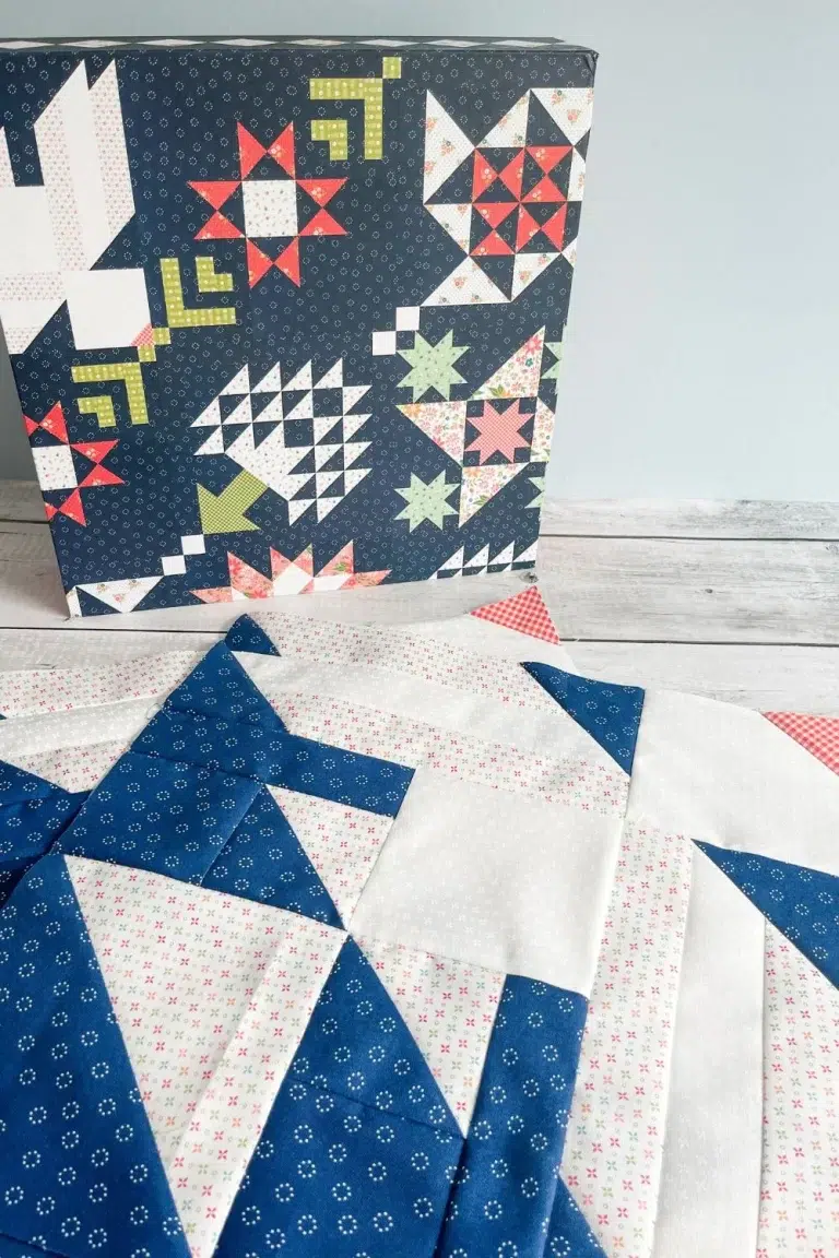 Moonbeams project box and two dove quilt blocks