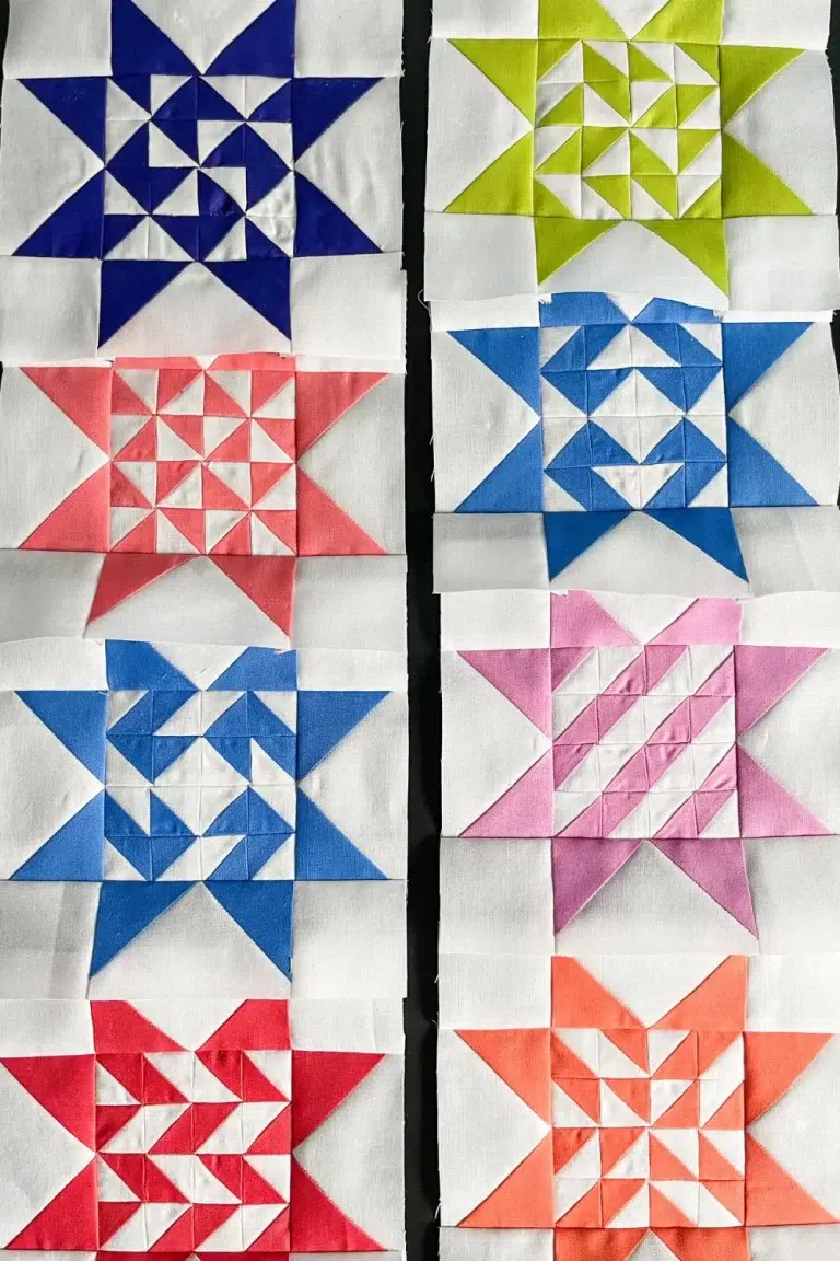 8 quilt blocks for the Twilight Stars quilt along month of February
