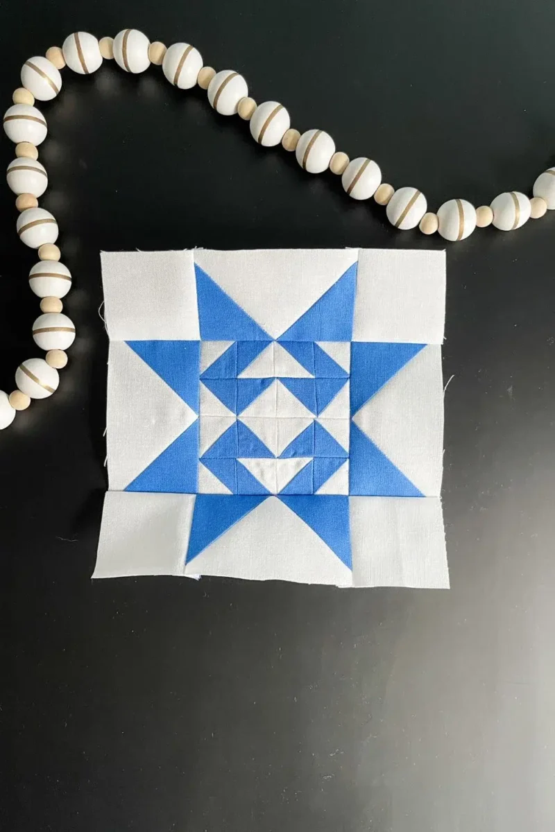 Blue and white quilt block for Twilight Stars #93