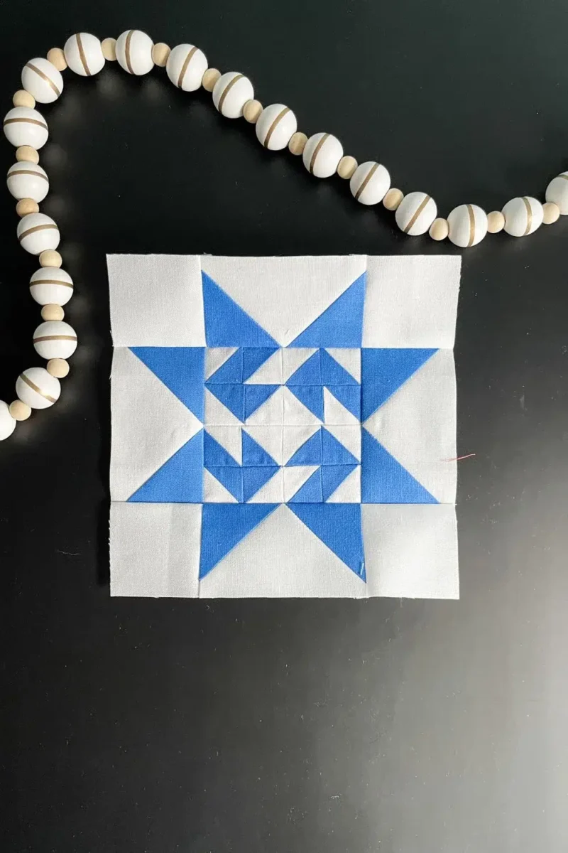 Blue and white quilt block for Twilight Stars #53
