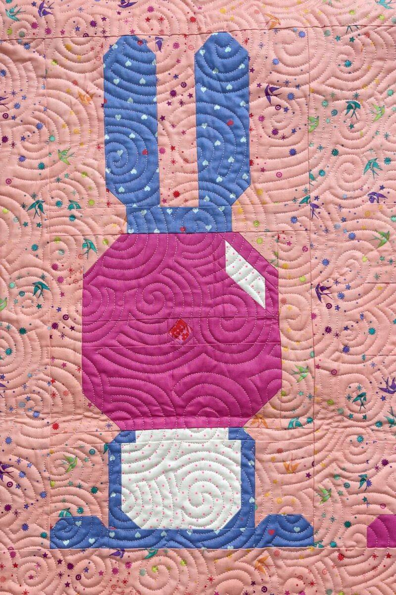Bunny block with a large bubble covering it's face.