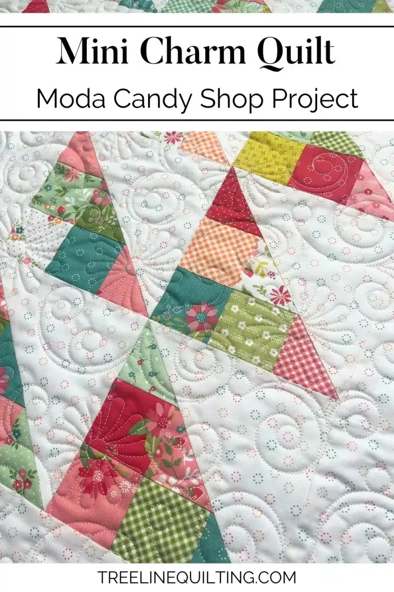 Mini Charm quilt cover image of the Strawberry Lemonade fabric mini quilt.