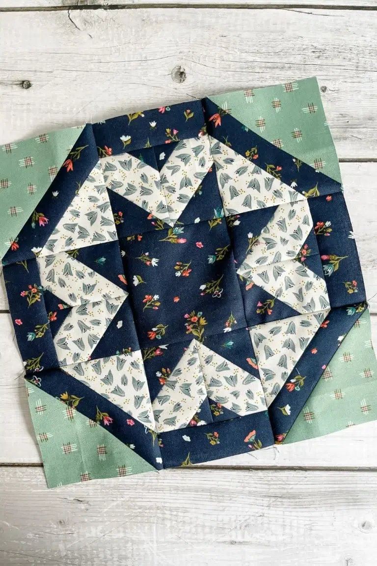 Starling Quilt block for Moda Blockheads block 12. Made with Songbook fabric collection.