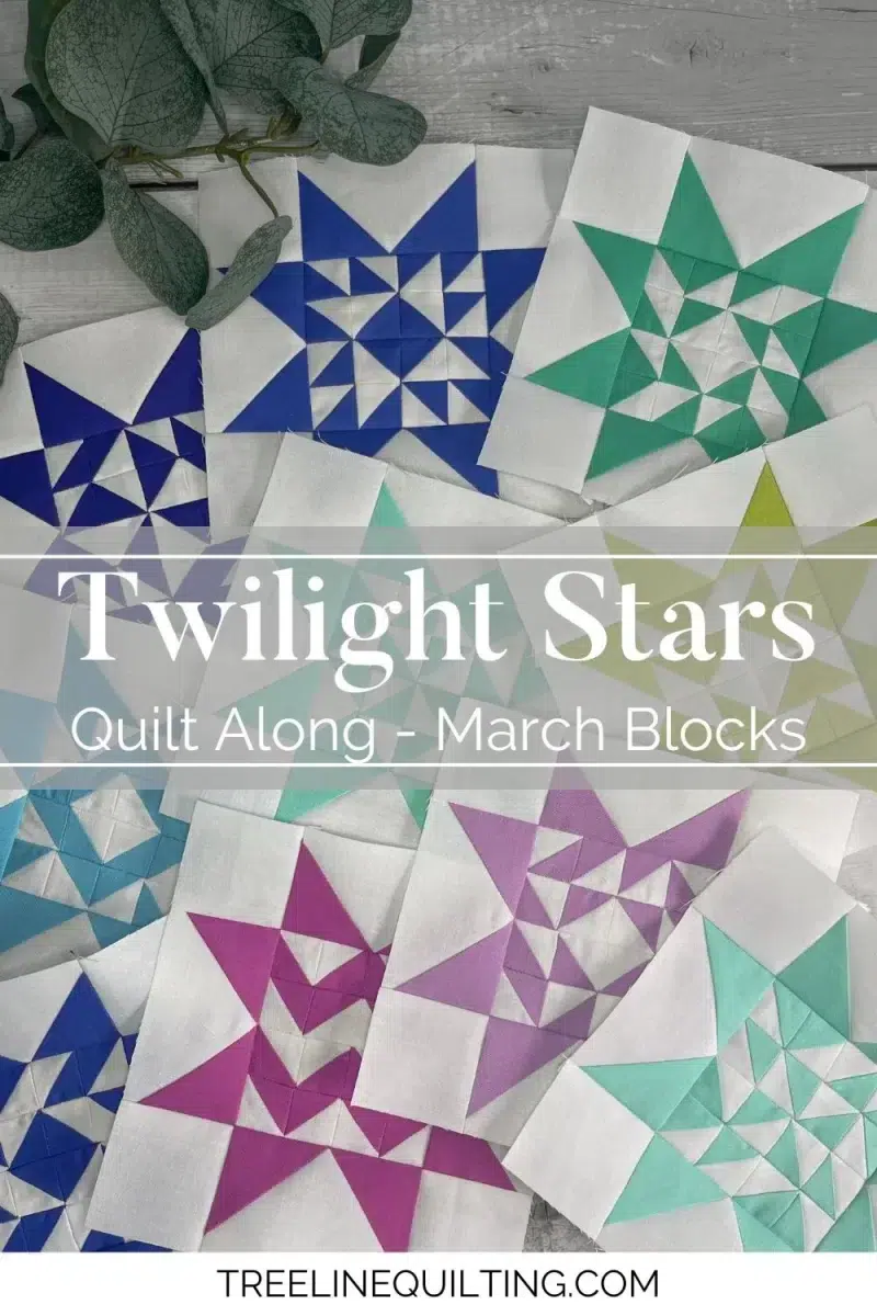Triangle Gatherings March quilt blocks for the Twilight Stars quilt along.