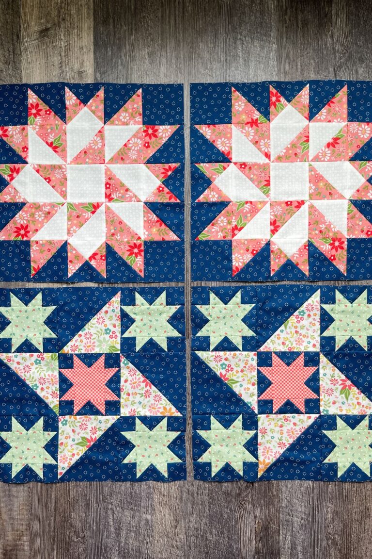 2 of each of the Wishing Star quilt blocks and the Friendship Star quilt blocks for the Moonbeams quilt.
