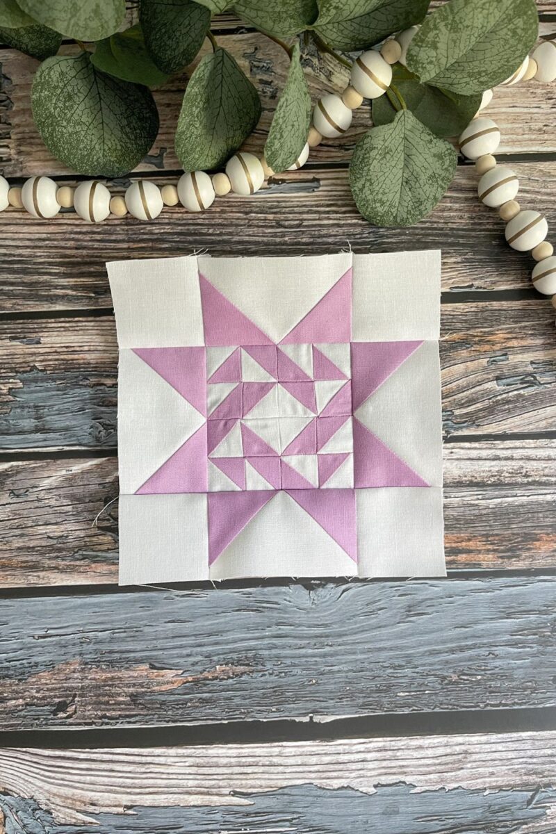 Twilight Stars block number 66 in lavender and white