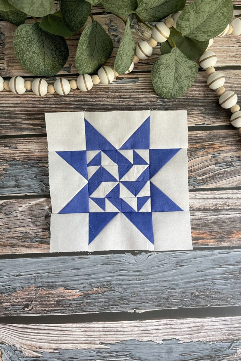 Twilight Stars quilt along block 63 in blue and white