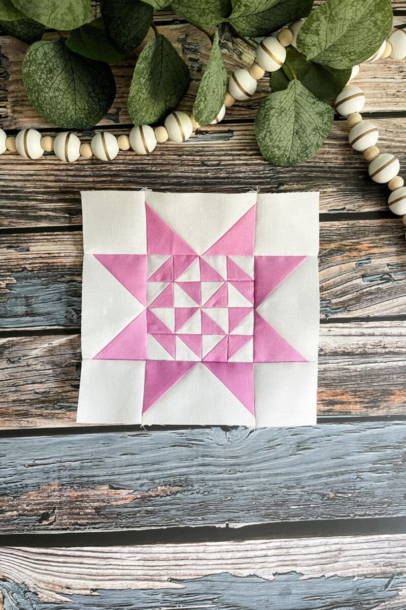 Twilight Stars quilt along block number 38 in lilac and white