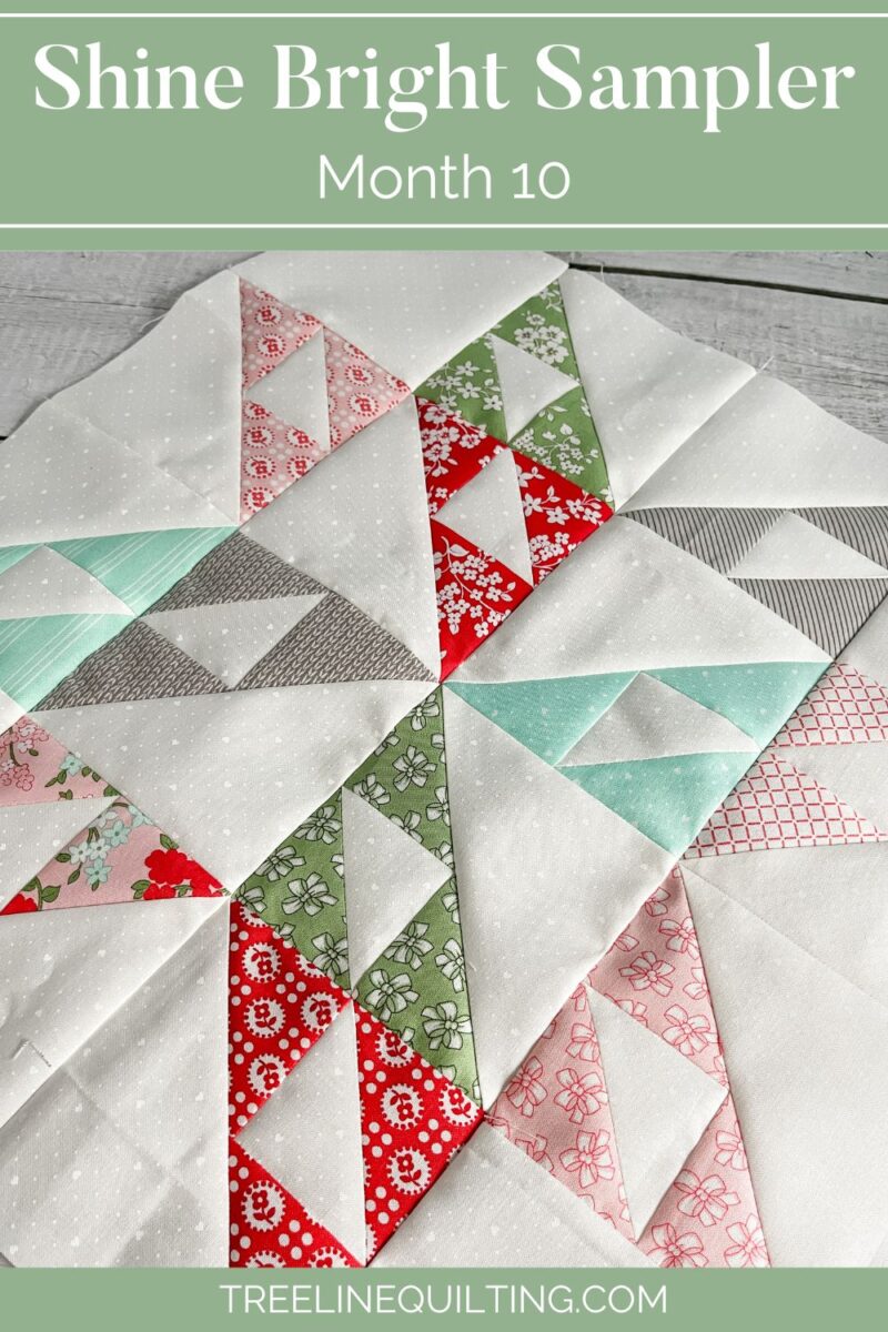 Shine Bright Sampler month 10 cover image with the Sparkling Star Quilt Block