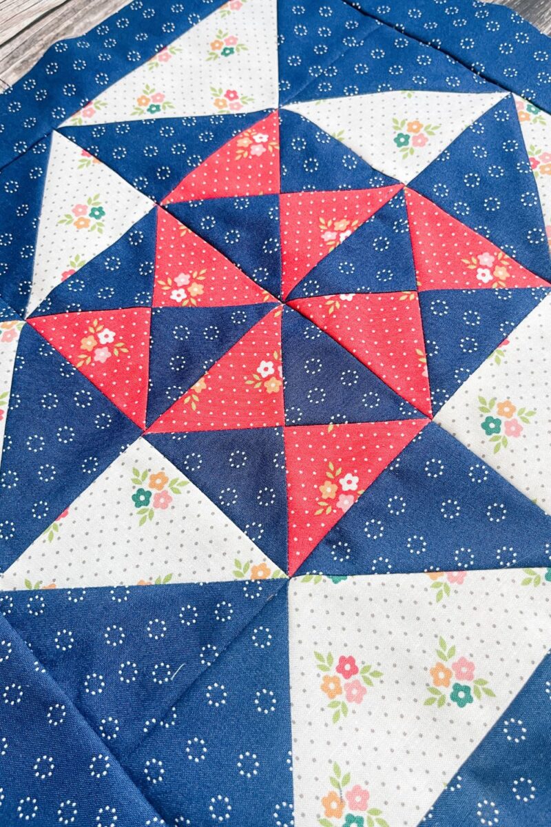 Close up view of the center of the Peace and Plenty quilt block