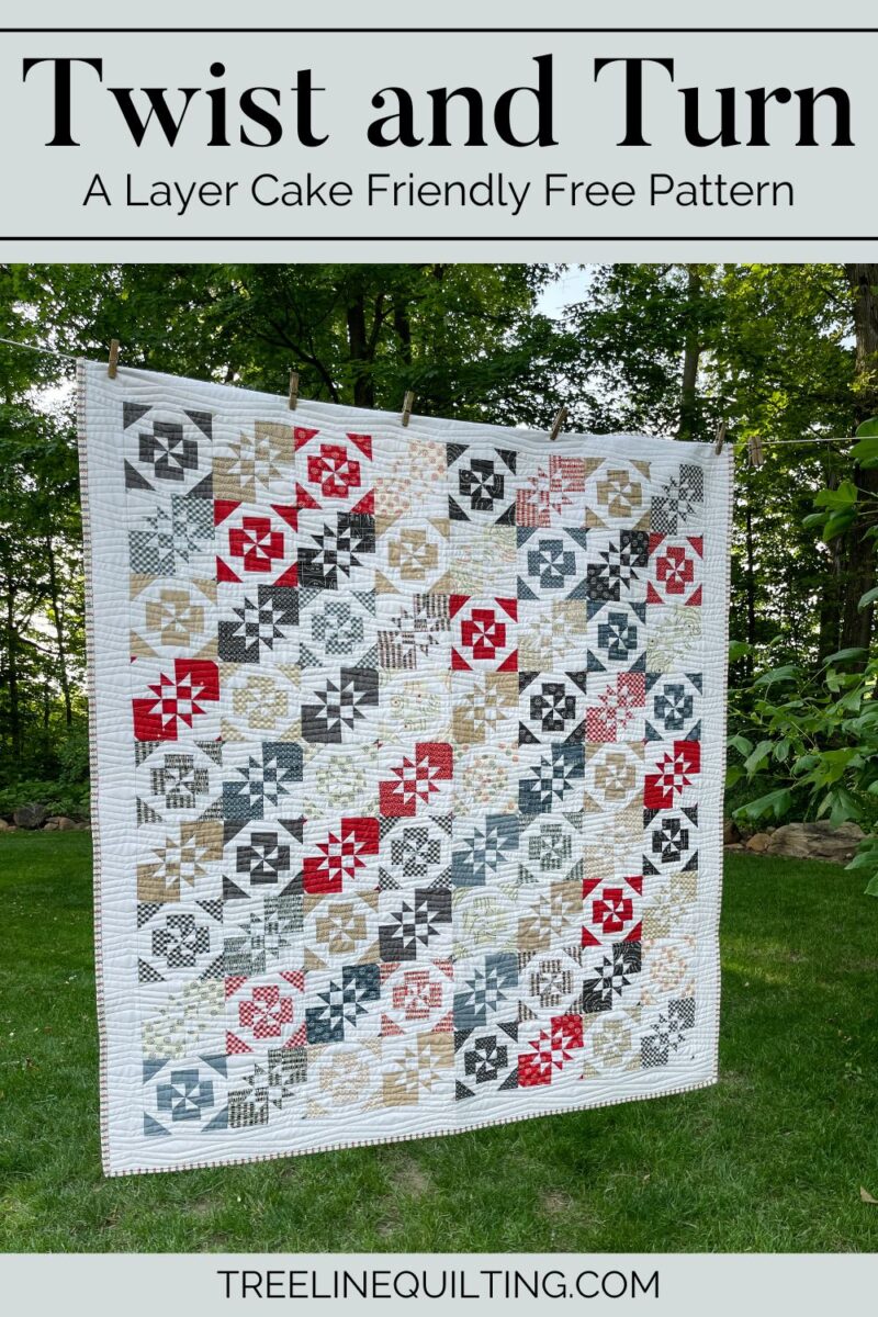 Twist and Turn cover image for a free layer cake quilt pattern