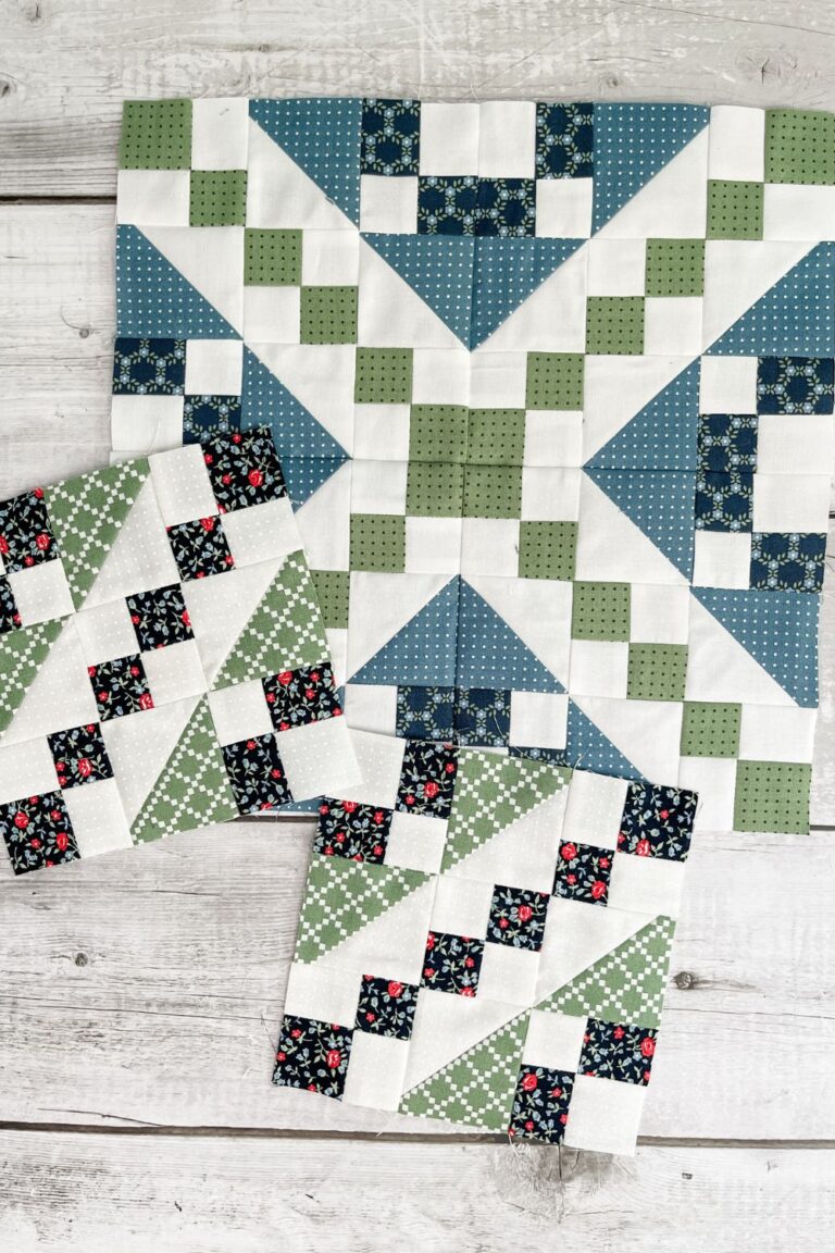 The 6 wagon tracks quilt blocks made for the month of June in the Piece and Quilt Sampler quilt along