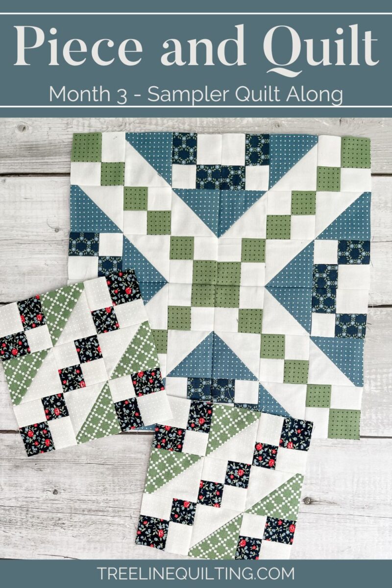 Cover image for month 3 of the Piece and Quilt sampler quilt along