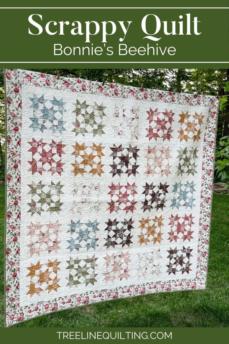 Scrappy quilt made with left over fat quarters from another project