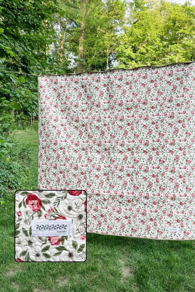 Backing for the scrap quilt with a quilt label to finish