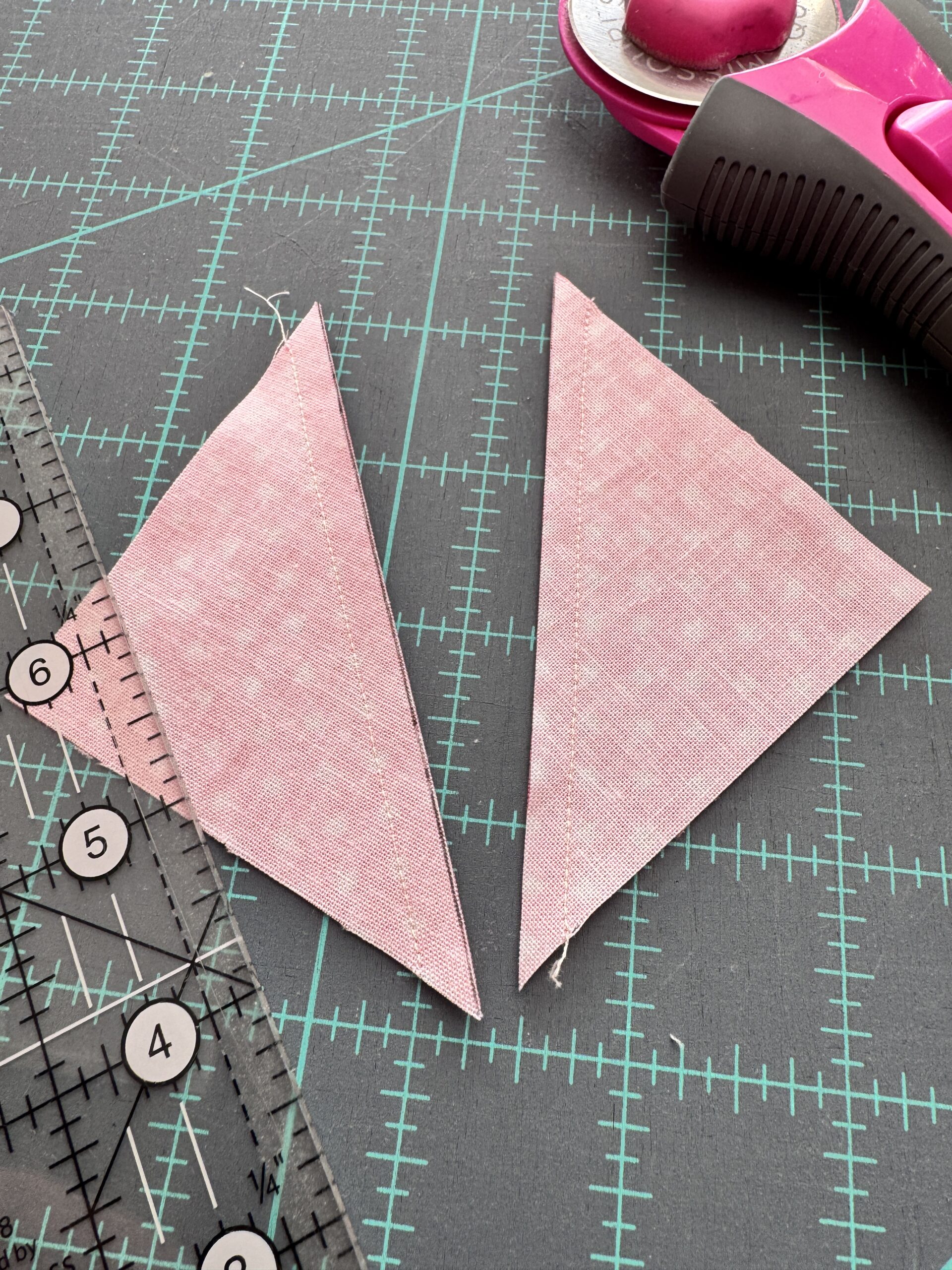 cutting two at a time half square triangles on diagonal line