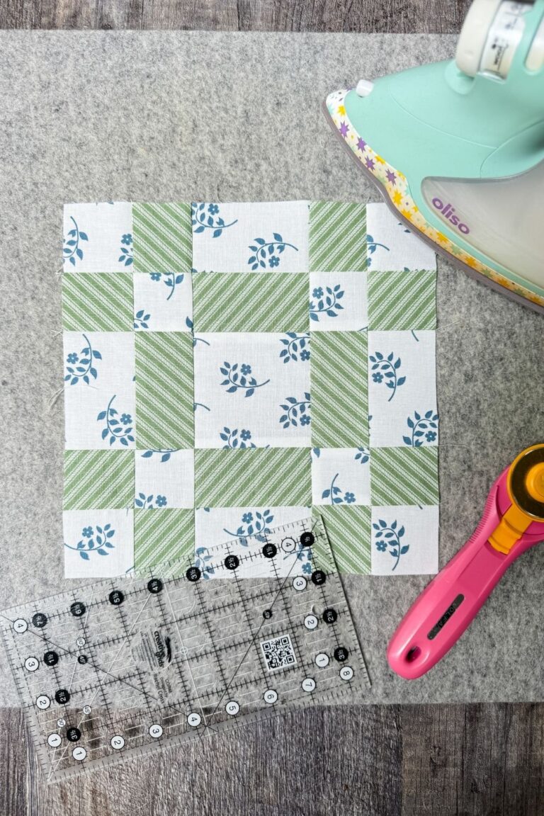 A precisely pieced and pressed quilt block using simple steps