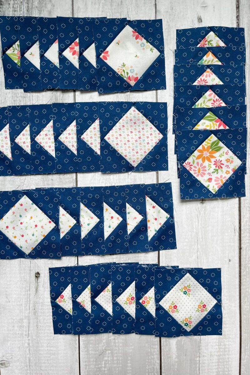 Square in a square blocks for the finishing of the Moonbeams Charity Quilt
