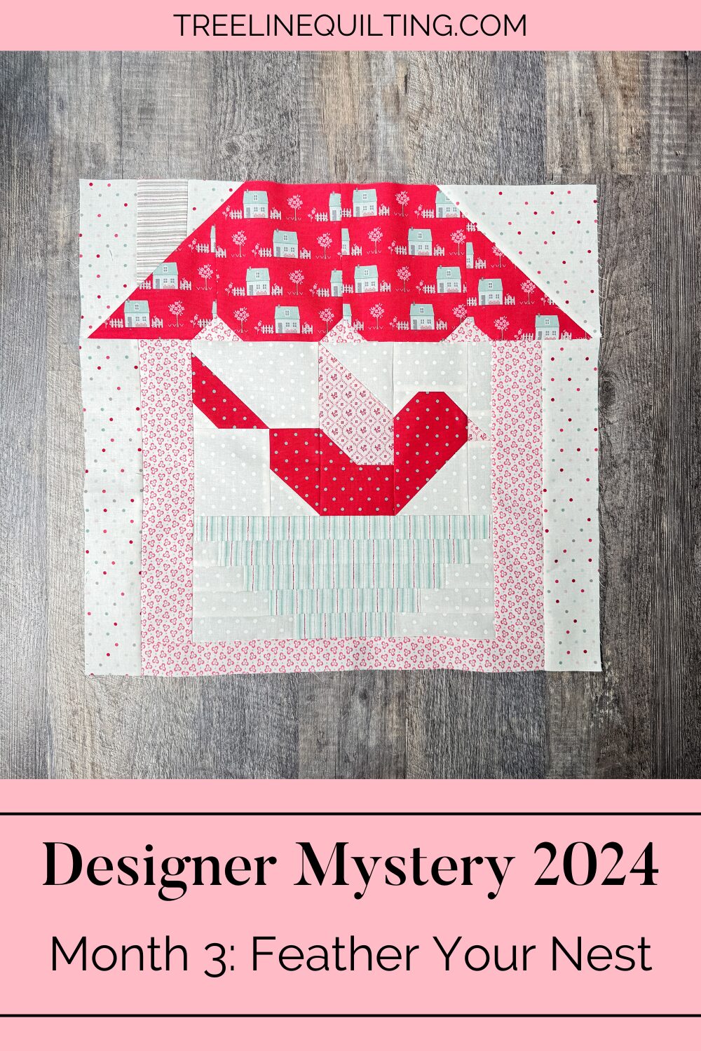 Cover image for the Designer Mystery 2024 Month 3 quilt block