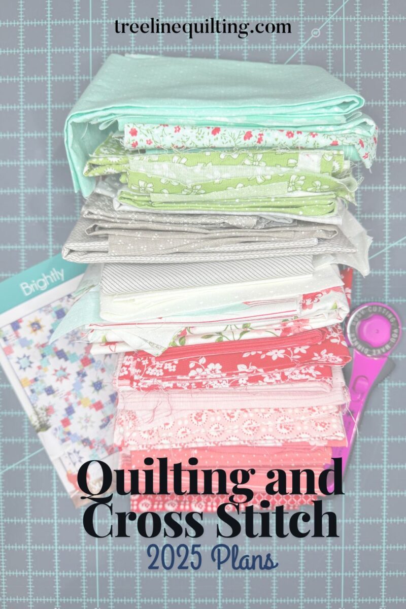 Cover image photo of scrap fabrics for quilting and cross stitch plans for 2025