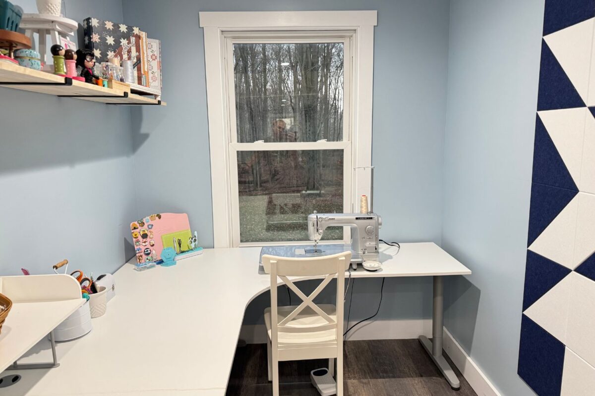 A clean sewing space ready to be used to make new projects.