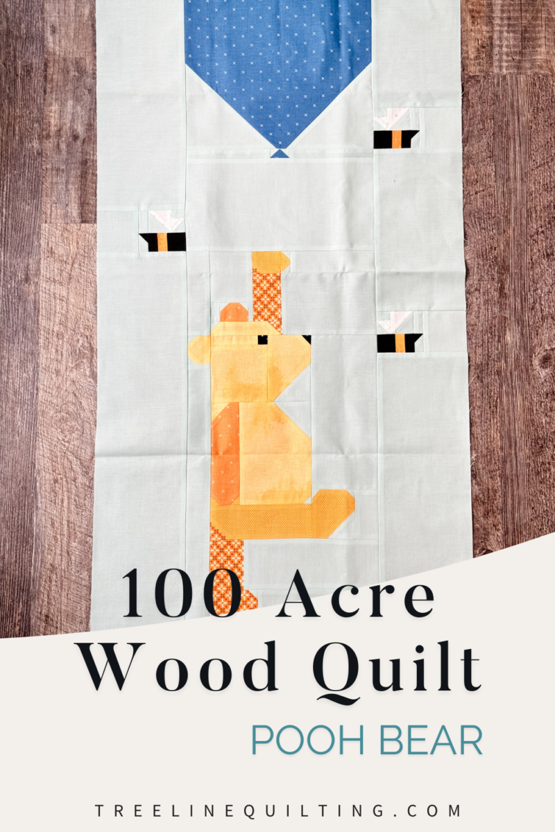 cover image for the 100 Acre Wood Quilt Pooh Bear quilt block