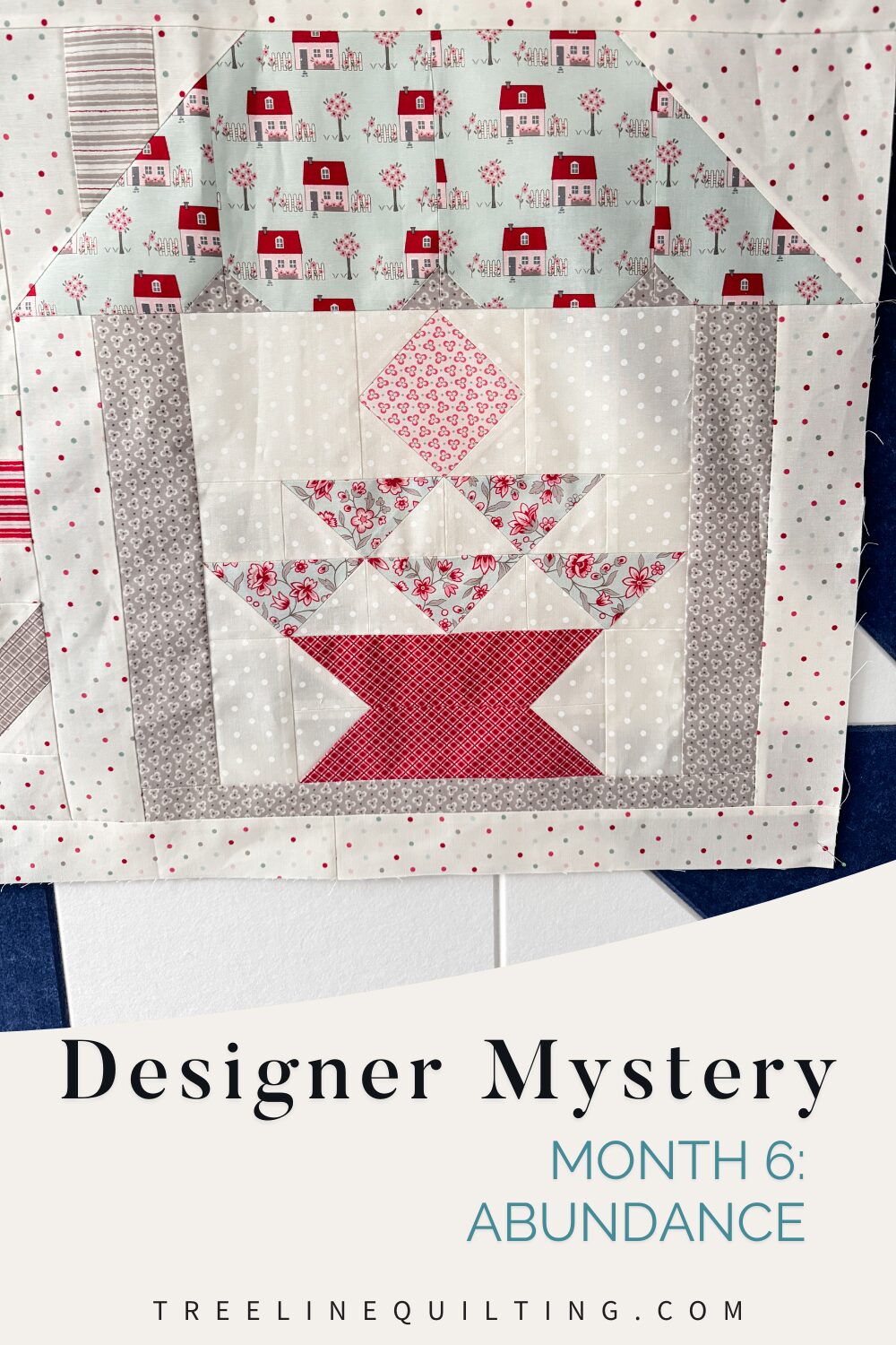 Cover image for the Abundance quilt block, month 6 of the Designer Mystery Quilt Along with Fat Quarter Shop. 