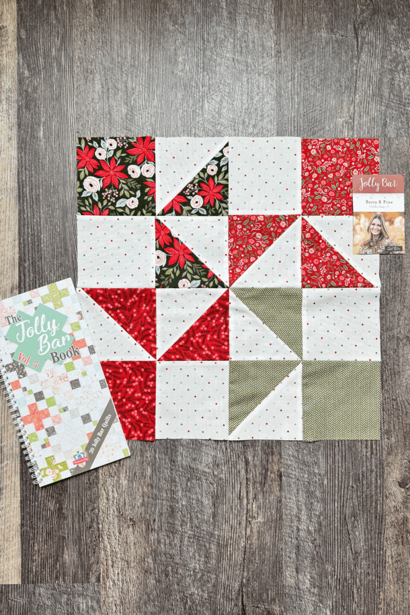 Stylized image of the completed Somersaults block with the Jolly Bar 5 book.